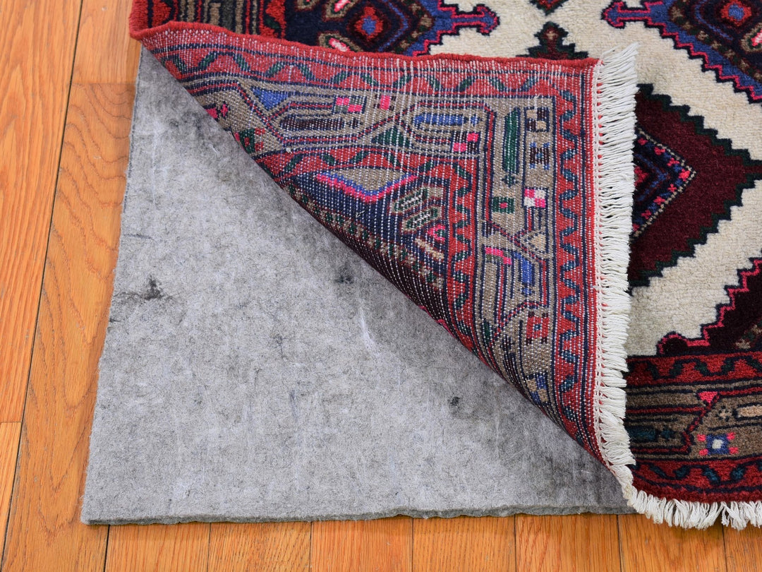 2'8" x 4'1" Vintage Hand Knotted Ivory Wool Rectangle Oriental Rug - MOA10266320