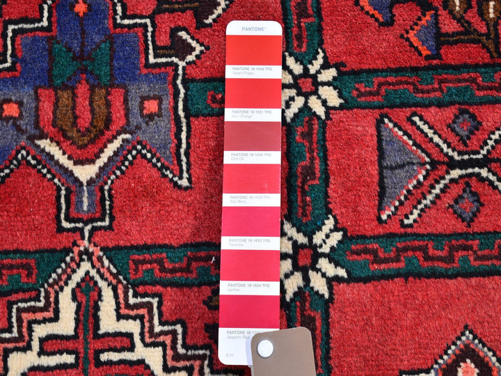 3'5" x 4'10" Vintage Hand Knotted Red Wool Rectangle Oriental Rug - MOA10266326