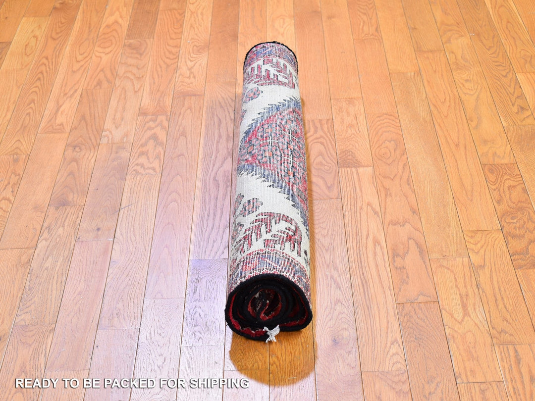 3'5" x 4'10" Vintage Hand Knotted Red Wool Rectangle Oriental Rug - MOA10266326