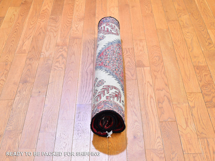 3'5" x 4'10" Vintage Hand Knotted Red Wool Rectangle Oriental Rug - MOA10266326