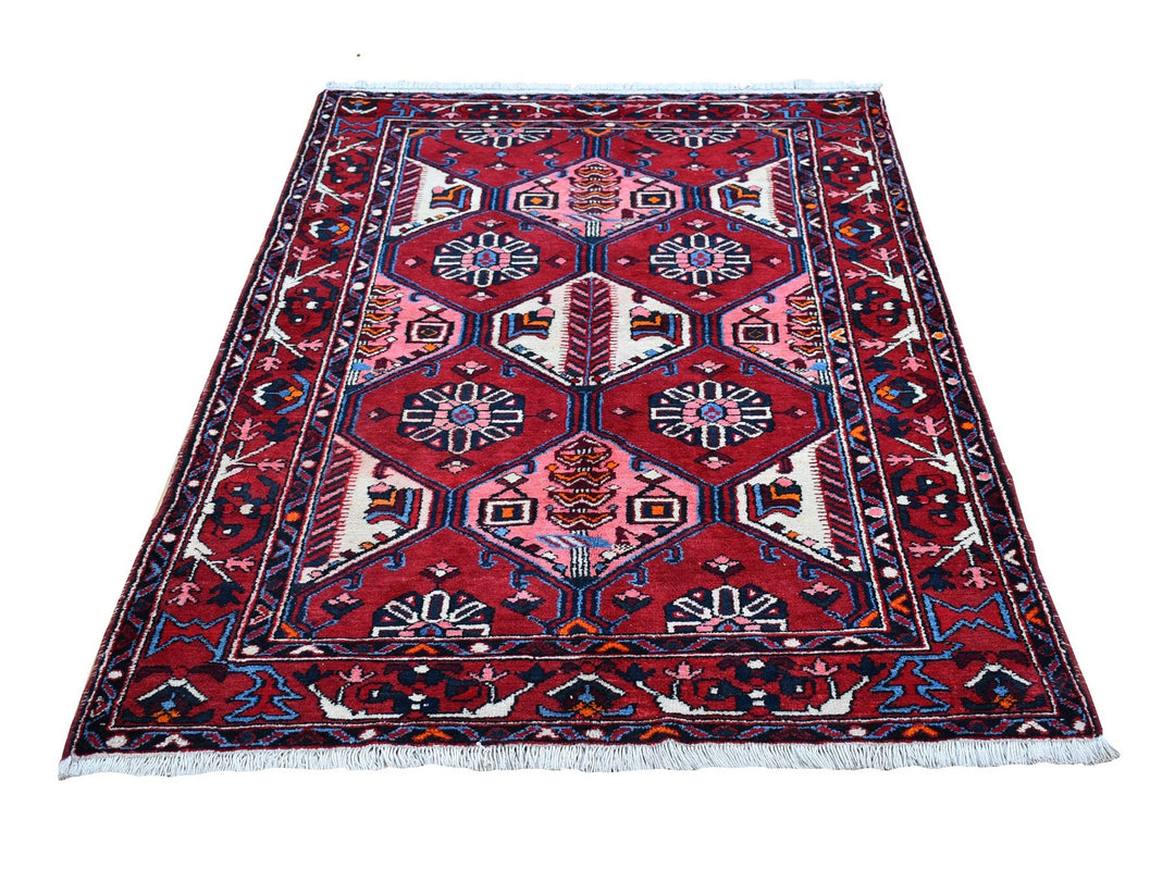 4'4" x 6'8" New Hand Knotted Red Wool Rectangle Oriental Rug - MOA10266339