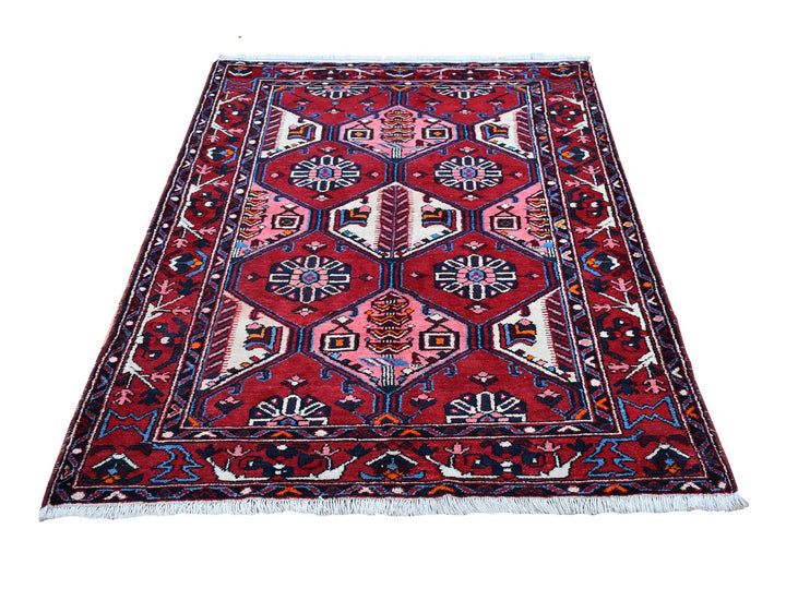 4'4" x 6'8" New Hand Knotted Red Wool Rectangle Oriental Rug - MOA10266339