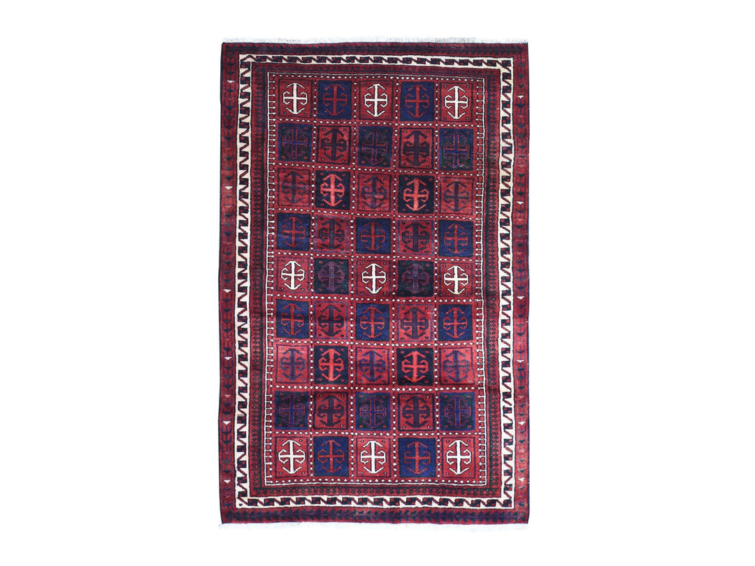 5'8" x 8'6" Vintage Hand Knotted Red Wool Rectangle Oriental Rug - MOA10266341