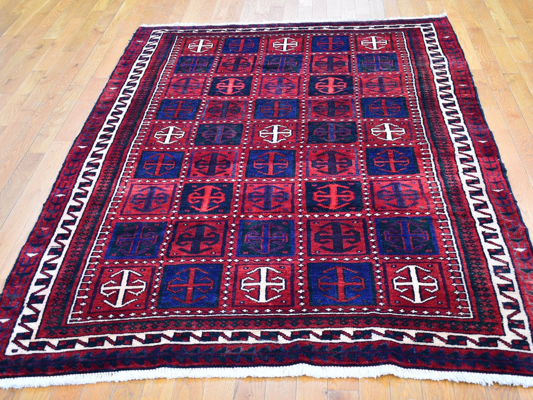5'8" x 8'6" Vintage Hand Knotted Red Wool Rectangle Oriental Rug - MOA10266341