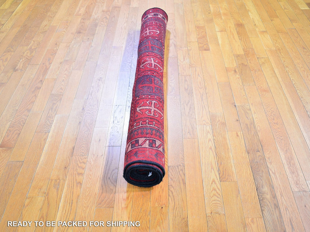 5'8" x 8'6" Vintage Hand Knotted Red Wool Rectangle Oriental Rug - MOA10266341