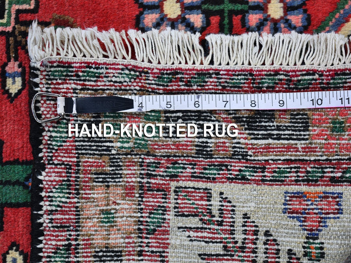 3'8" x 5'3" Vintage Hand Knotted Red Wool Rectangle Oriental Rug - MOA10266345