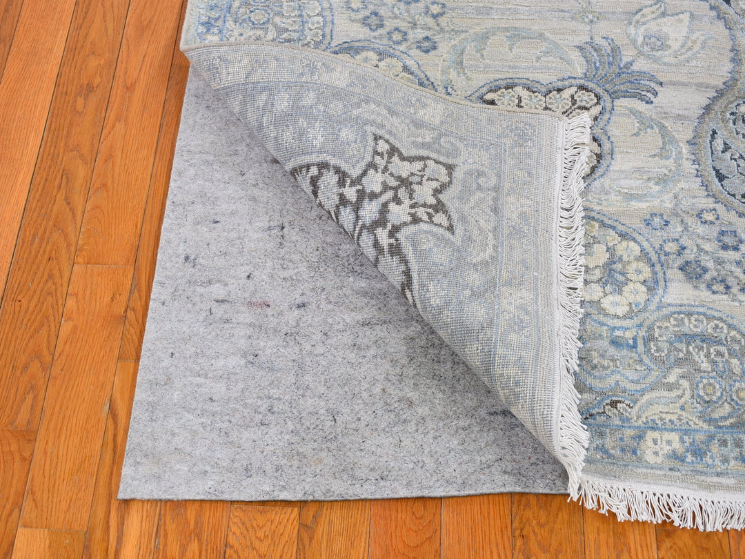 6'0" x 9'2" New Hand Knotted Ivory Wool & Silk Rectangle Oriental Rug - MOA10266355