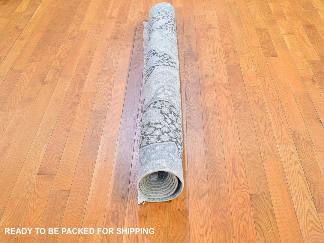 6'0" x 9'2" New Hand Knotted Ivory Wool & Silk Rectangle Oriental Rug - MOA10266355
