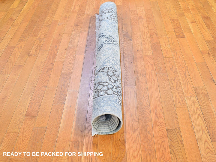 6'0" x 9'2" New Hand Knotted Ivory Wool & Silk Rectangle Oriental Rug - MOA10266355