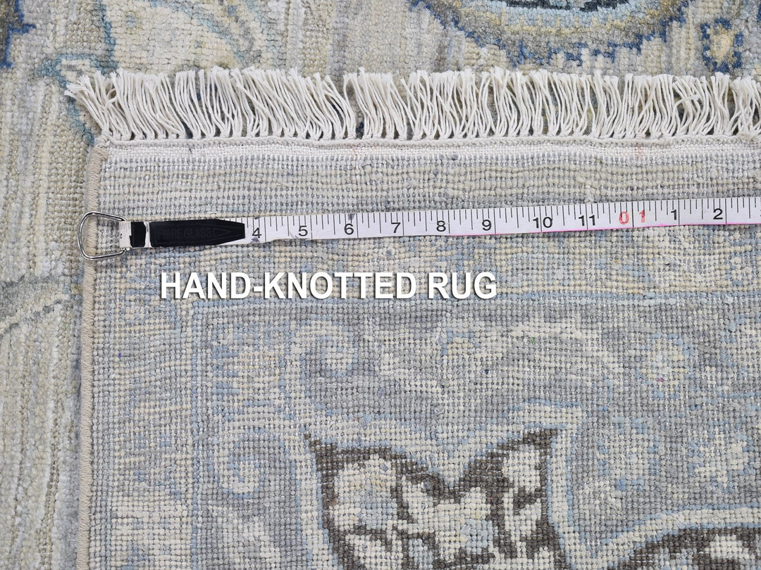 6'0" x 9'2" New Hand Knotted Ivory Wool & Silk Rectangle Oriental Rug - MOA10266355