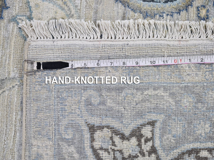 6'0" x 9'2" New Hand Knotted Ivory Wool & Silk Rectangle Oriental Rug - MOA10266355
