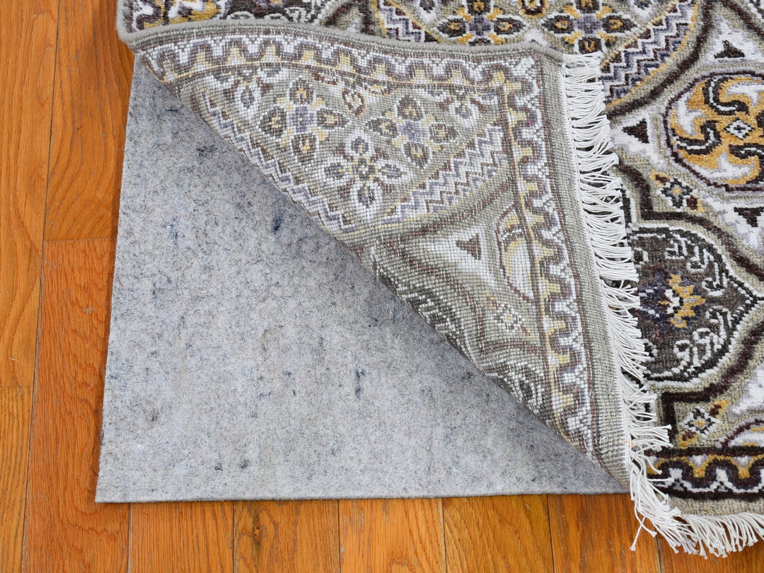 2'6" x 10'1" New Hand Knotted Brown Wool & Silk Runner Oriental Rug - MOA10266356