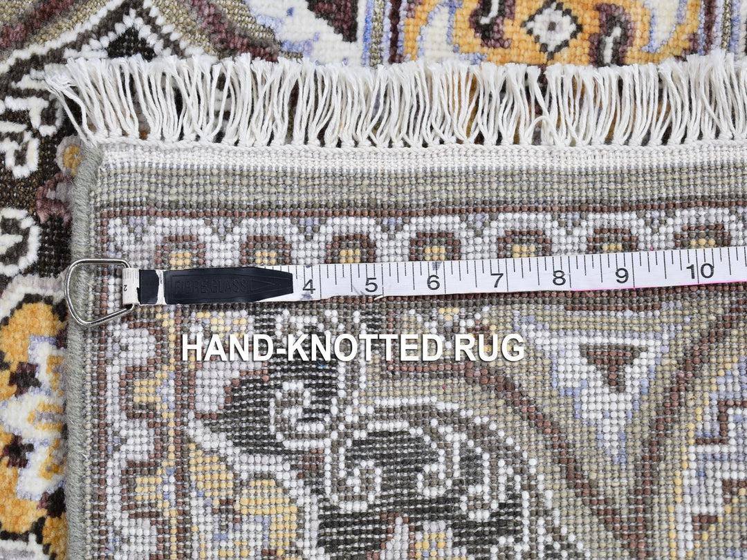 2'6" x 10'1" New Hand Knotted Brown Wool & Silk Runner Oriental Rug - MOA10266356