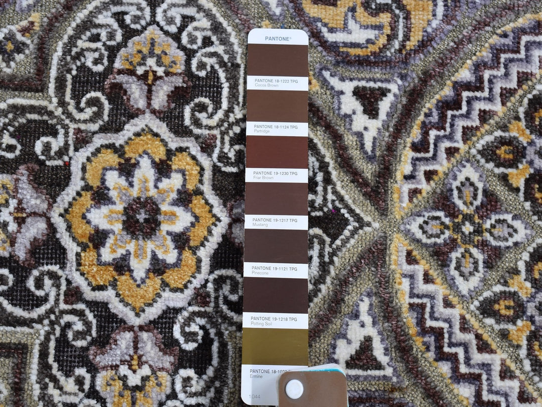 2'6" x 12'3" New Hand Knotted Brown Wool & Silk Runner Oriental Rug - MOA10266357
