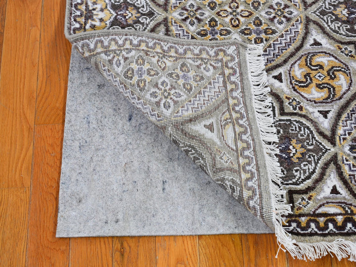 2'6" x 12'3" New Hand Knotted Brown Wool & Silk Runner Oriental Rug - MOA10266357