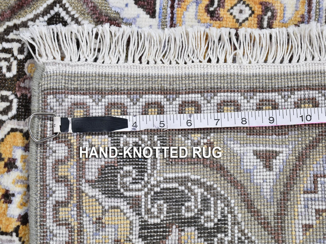 2'6" x 12'3" New Hand Knotted Brown Wool & Silk Runner Oriental Rug - MOA10266357
