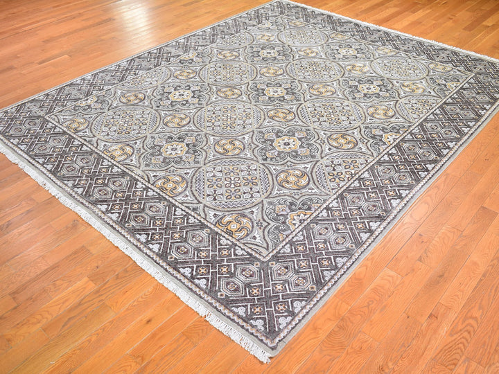 8'1" x 10'0" New Hand Knotted Brown Wool & Silk Rectangle Oriental Rug - MOA10266363