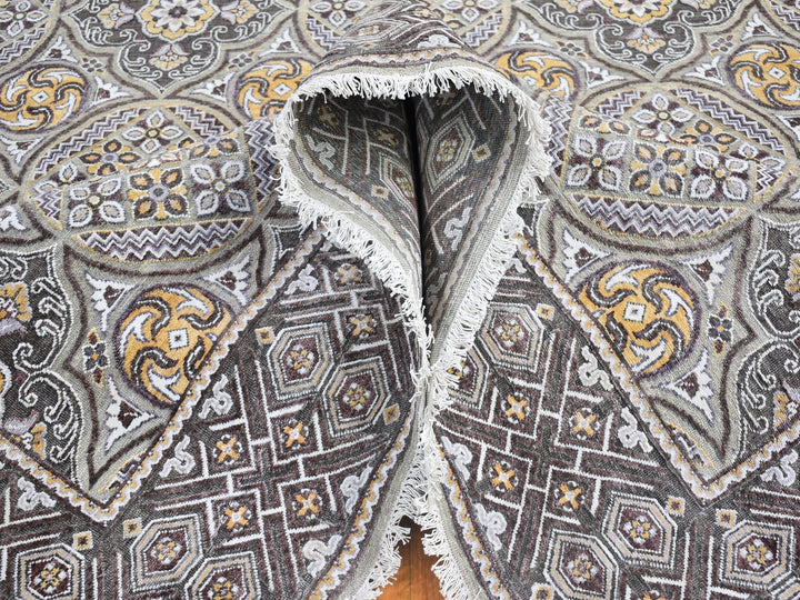 8'1" x 10'0" New Hand Knotted Brown Wool & Silk Rectangle Oriental Rug - MOA10266363