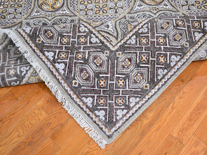 8'1" x 10'0" New Hand Knotted Brown Wool & Silk Rectangle Oriental Rug - MOA10266363