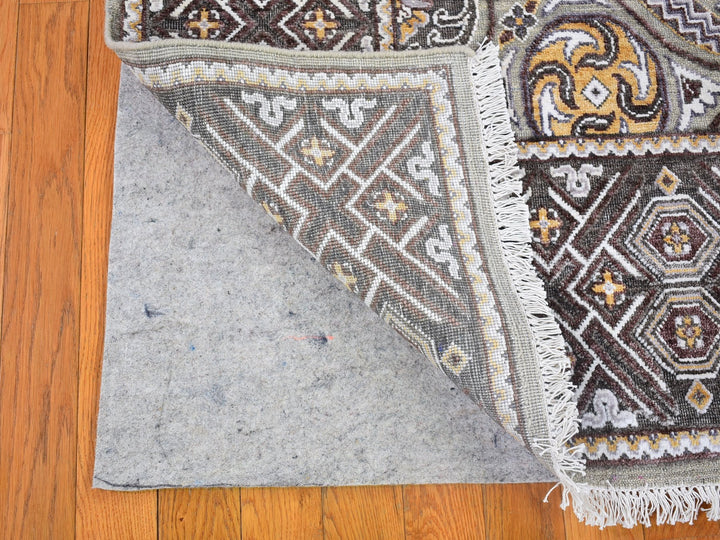8'1" x 10'0" New Hand Knotted Brown Wool & Silk Rectangle Oriental Rug - MOA10266363
