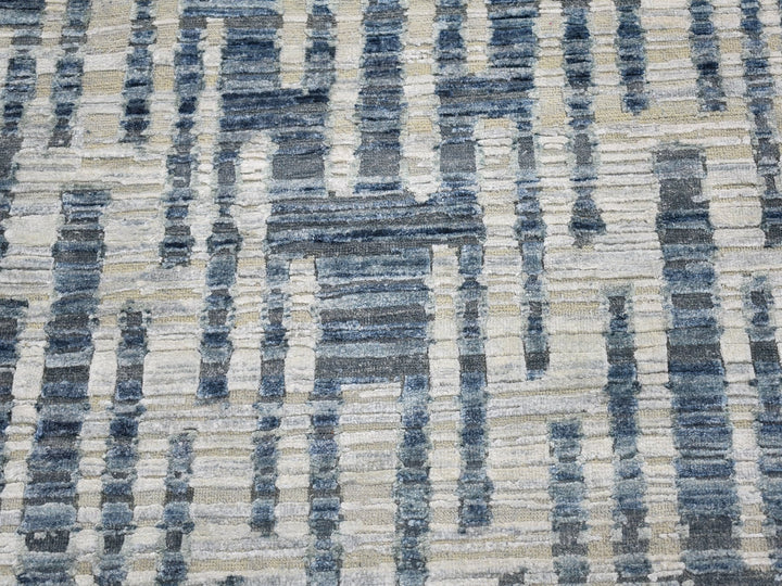 8'0" x 10'0" New Hand Knotted Blue Wool & Silk Rectangle Oriental Rug - MOA10266377