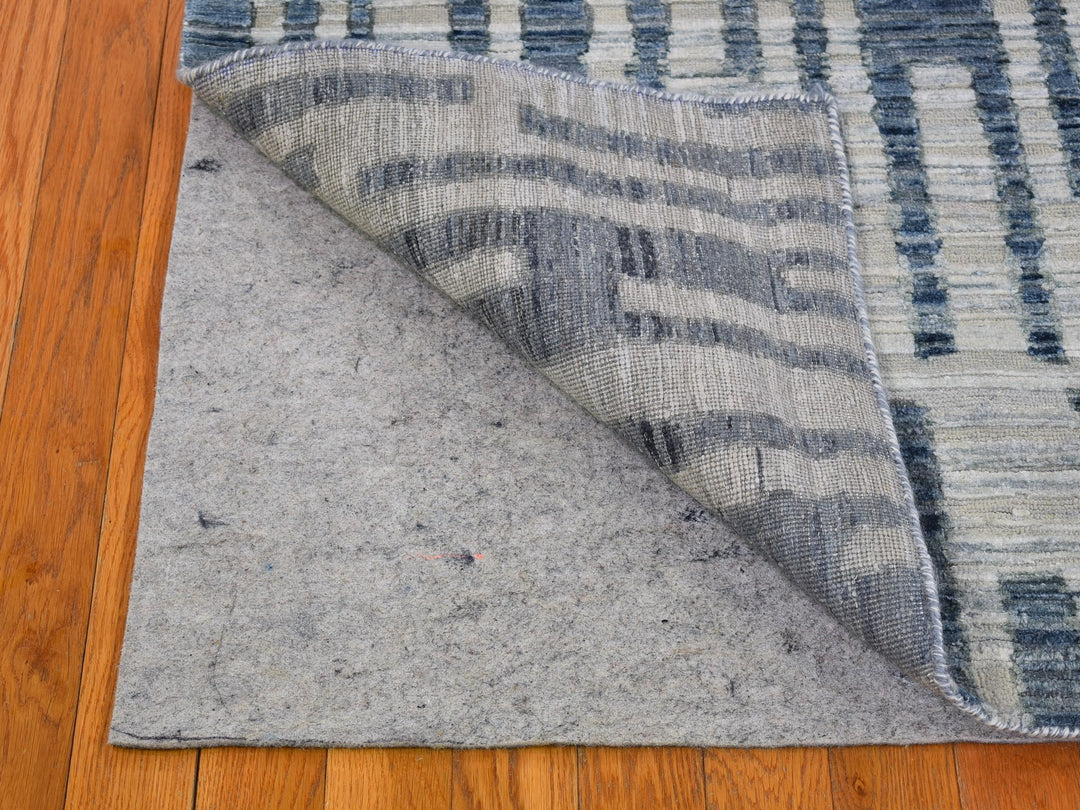 8'0" x 10'0" New Hand Knotted Blue Wool & Silk Rectangle Oriental Rug - MOA10266377
