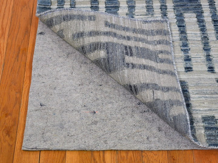 8'0" x 10'0" New Hand Knotted Blue Wool & Silk Rectangle Oriental Rug - MOA10266377