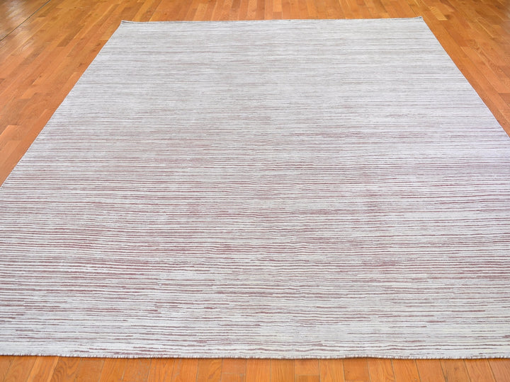 9'1" x 11'10" New Hand Knotted Pink Wool & Silk Rectangle Oriental Rug - MOA10266379
