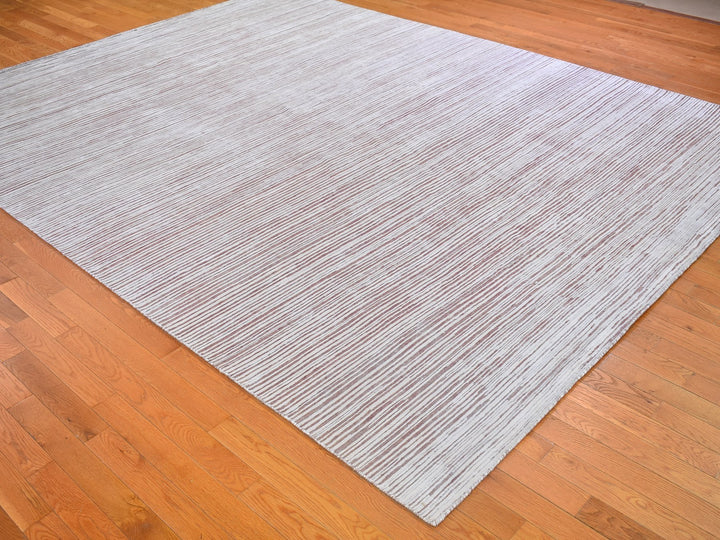 9'1" x 11'10" New Hand Knotted Pink Wool & Silk Rectangle Oriental Rug - MOA10266379