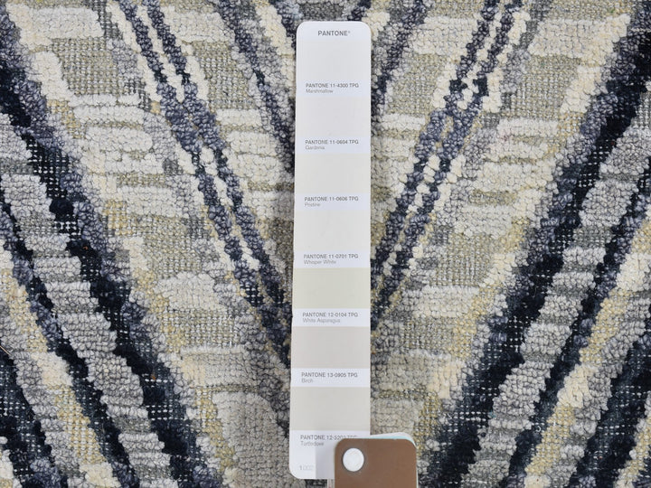 11'10" x 15'0" New Hand Knotted Grey Wool & Silk Rectangle Oriental Rug - MOA10266387