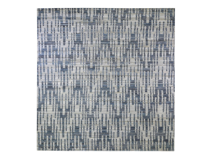 10'0" x 10'0" New Hand Knotted Blue Wool & Silk Square Oriental Rug - MOA10266400