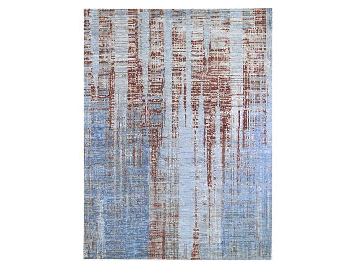 9'0" x 12'2" New Hand Knotted Red Wool & Silk Rectangle Oriental Rug - MOA10266416