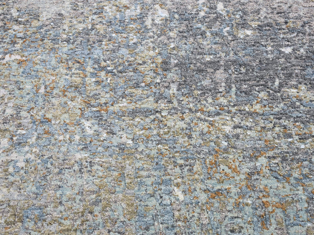 8'1" x 10'0" New Hand Knotted Blue Wool Rectangle Oriental Rug - MOA10266418