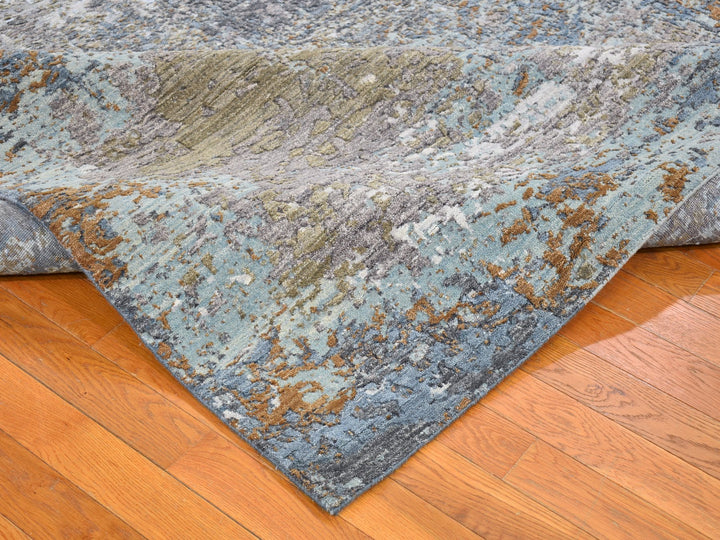8'1" x 10'0" New Hand Knotted Blue Wool Rectangle Oriental Rug - MOA10266418