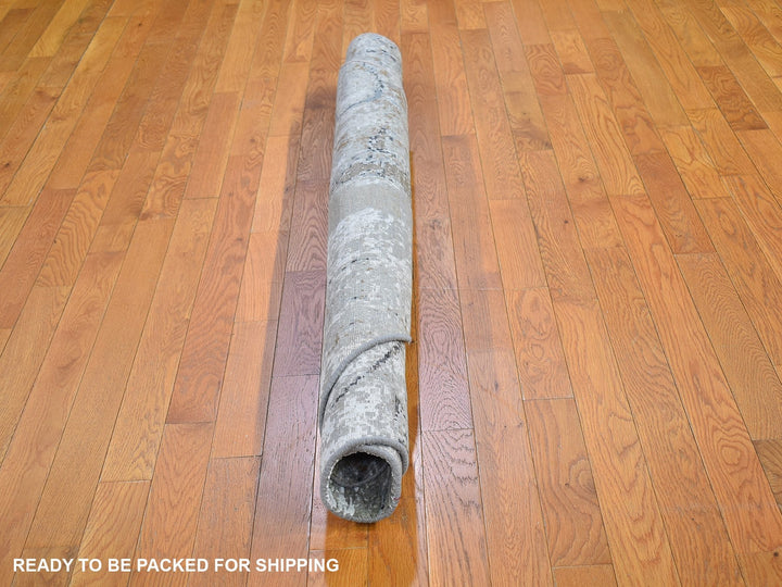 6'0" x 6'0" New Hand Knotted Grey Wool Round Oriental Rug - MOA10266434