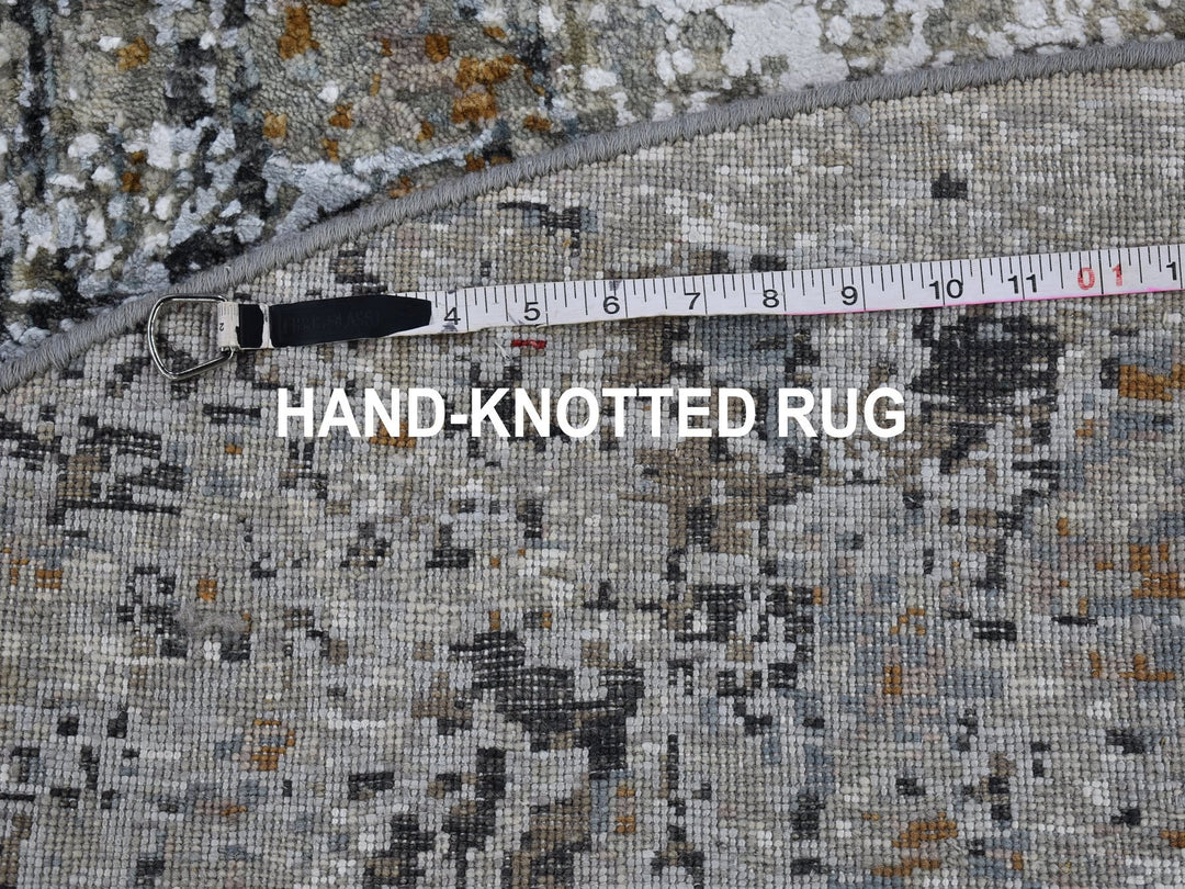 6'0" x 6'0" New Hand Knotted Grey Wool Round Oriental Rug - MOA10266434