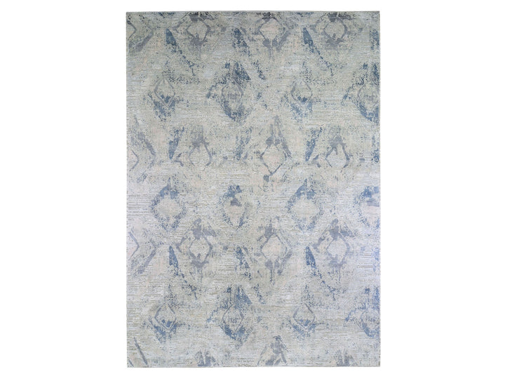 10'0" x 14'1" New Hand Knotted Ivory Wool & Silk Rectangle Oriental Rug - MOA10266443