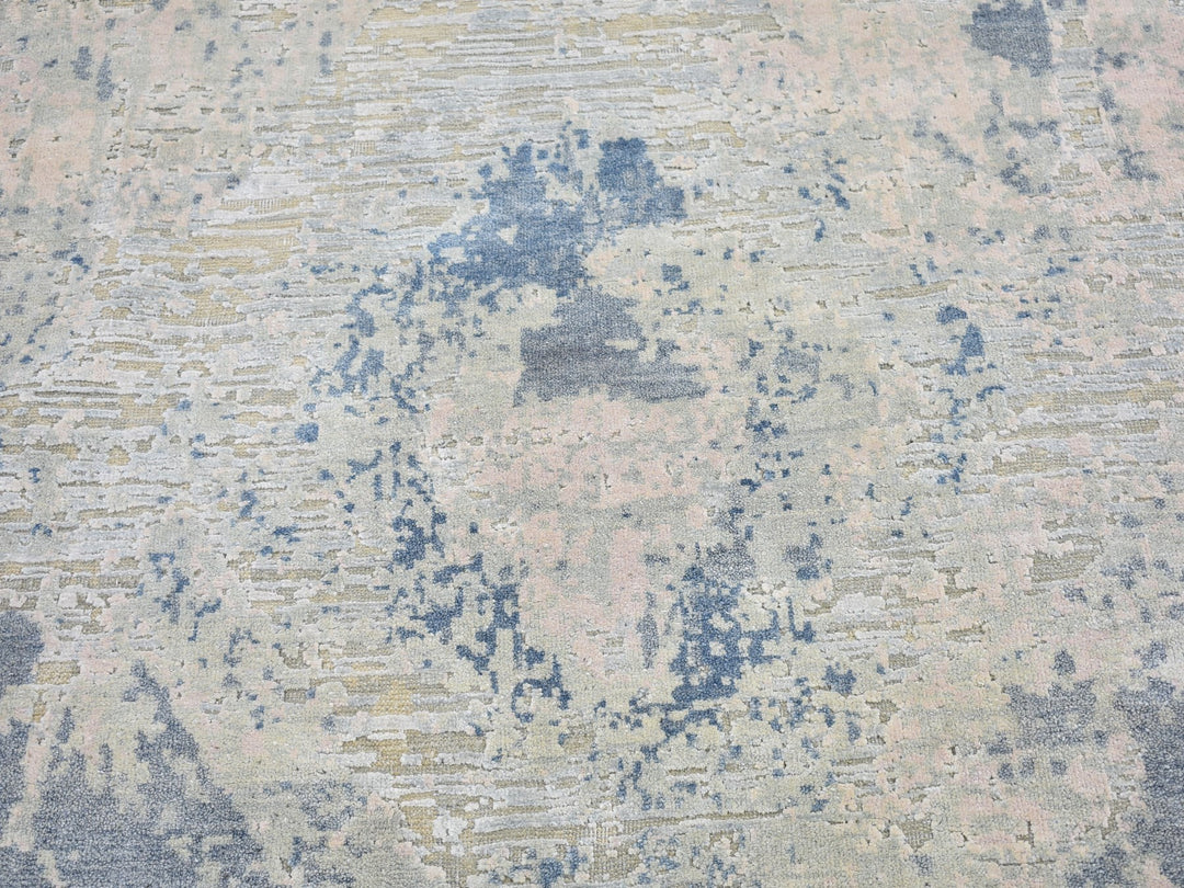 10'0" x 14'1" New Hand Knotted Ivory Wool & Silk Rectangle Oriental Rug - MOA10266443