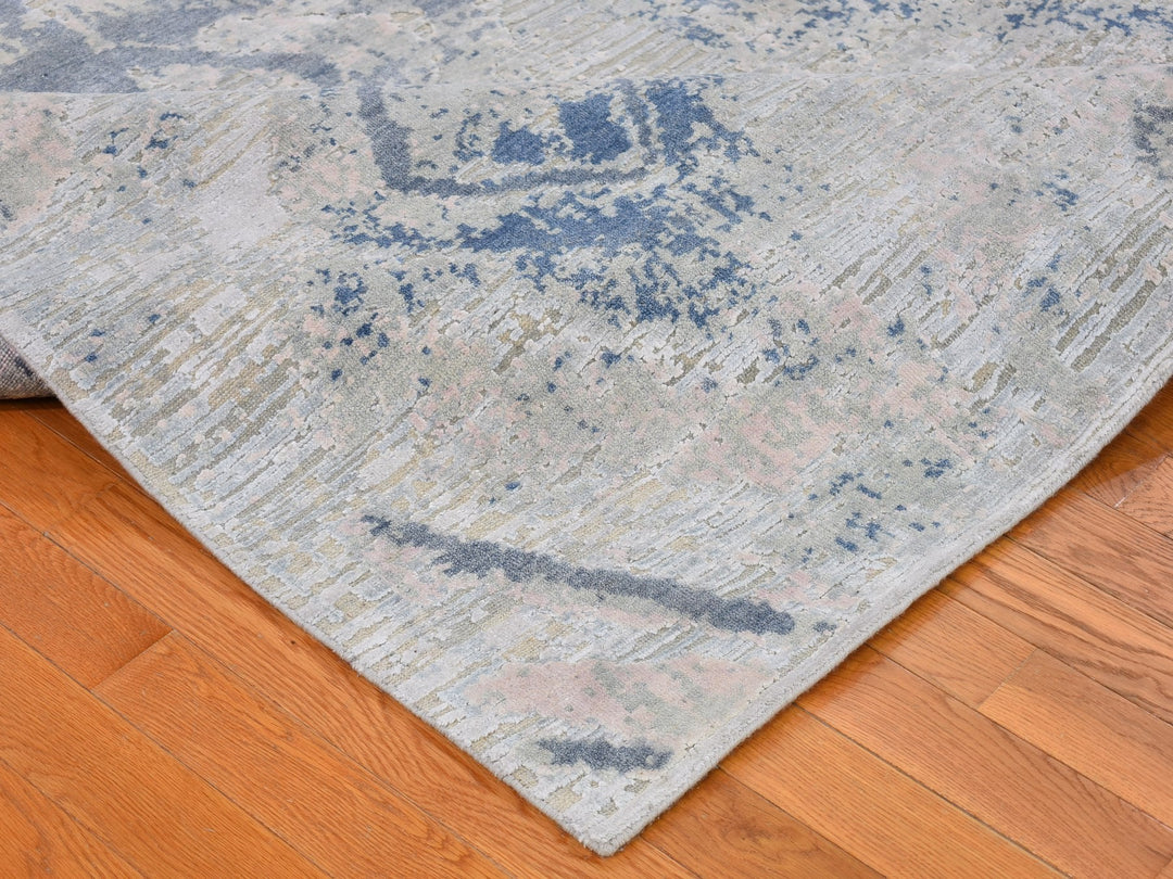 10'0" x 14'1" New Hand Knotted Ivory Wool & Silk Rectangle Oriental Rug - MOA10266443