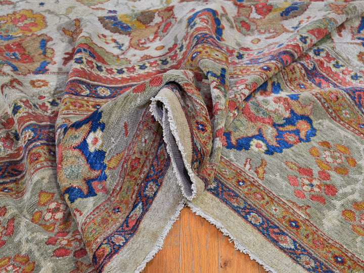 12'0" x 21'0" Vintage Hand Knotted Beige Wool Rectangle Oriental Rug - MOA10266457