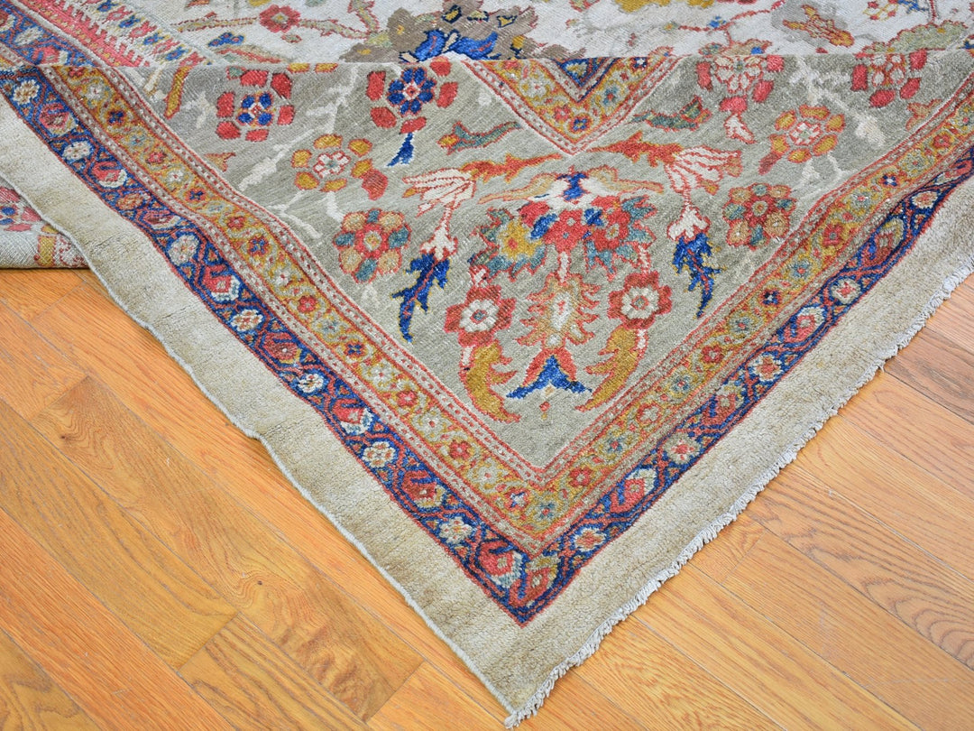 12'0" x 21'0" Vintage Hand Knotted Beige Wool Rectangle Oriental Rug - MOA10266457
