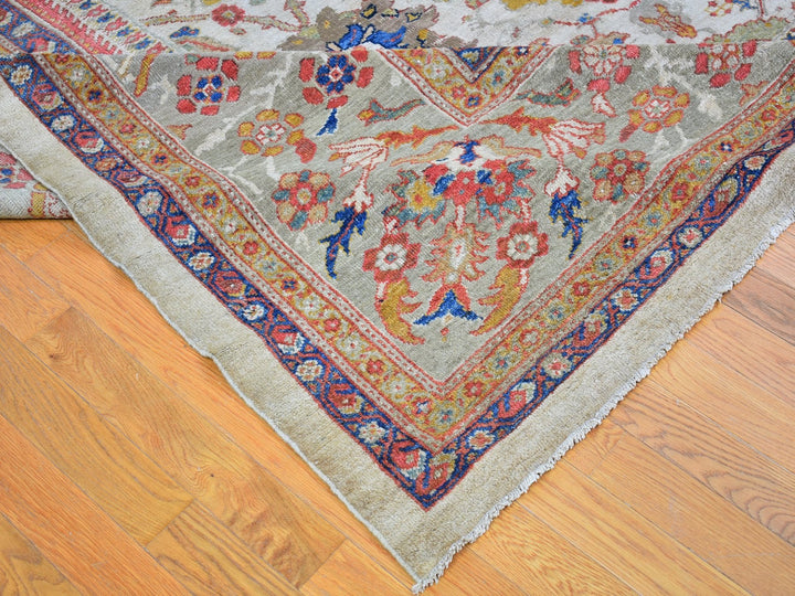 12'0" x 21'0" Vintage Hand Knotted Beige Wool Rectangle Oriental Rug - MOA10266457