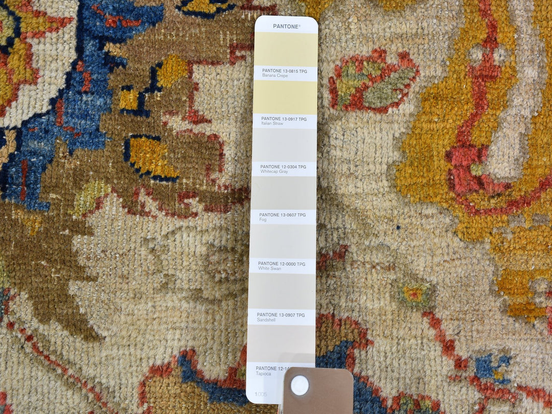 12'0" x 21'0" Vintage Hand Knotted Beige Wool Rectangle Oriental Rug - MOA10266457