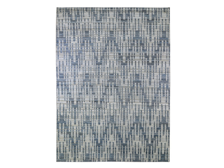 9'0" x 12'2" New Hand Knotted Blue Wool & Silk Rectangle Oriental Rug - MOA10266471
