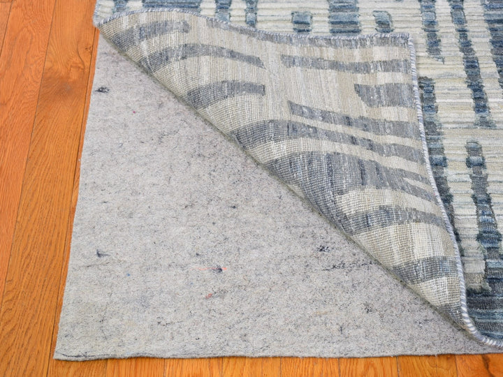 9'0" x 12'2" New Hand Knotted Blue Wool & Silk Rectangle Oriental Rug - MOA10266471