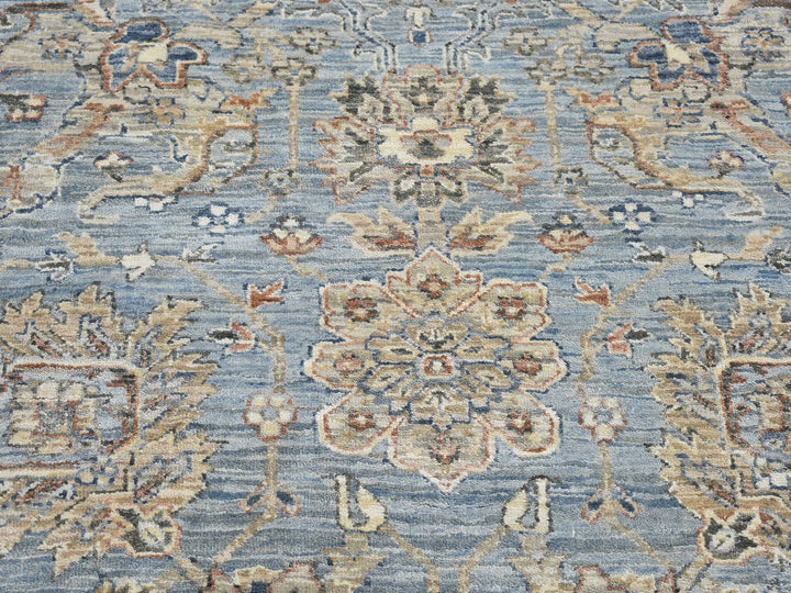 9'0" x 12'0" New Hand Knotted Blue Wool & Silk Rectangle Oriental Rug - MOA10266478