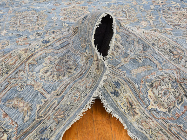9'0" x 12'0" New Hand Knotted Blue Wool & Silk Rectangle Oriental Rug - MOA10266478