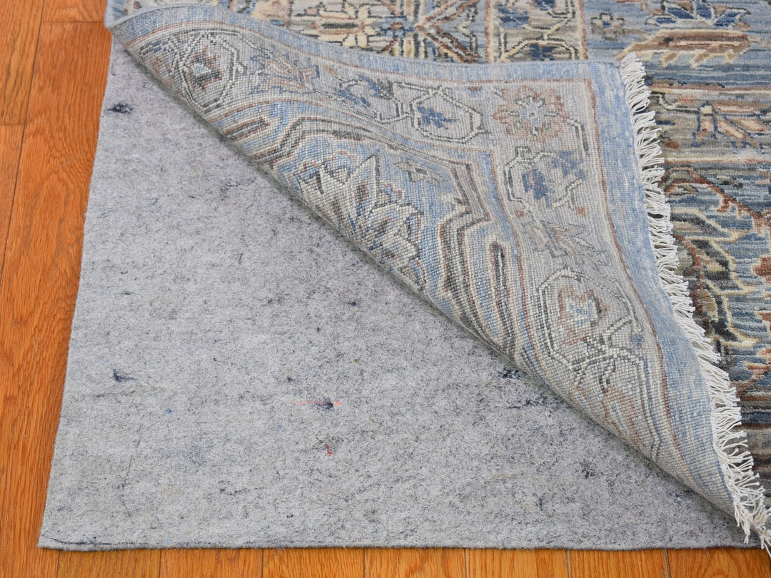 9'0" x 12'0" New Hand Knotted Blue Wool & Silk Rectangle Oriental Rug - MOA10266478