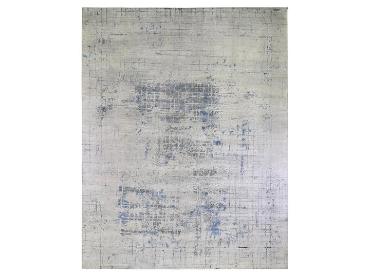 12'0" x 15'1" New Hand Knotted Ivory Wool & Silk Rectangle Oriental Rug - MOA10266489