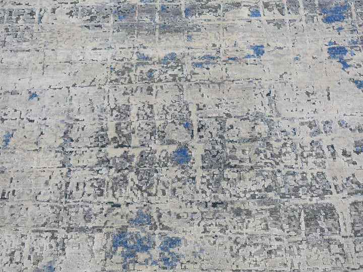 12'0" x 15'1" New Hand Knotted Ivory Wool & Silk Rectangle Oriental Rug - MOA10266489
